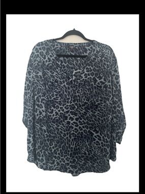 Women’s Torrid Black & Blue Leopard Print V-Neck Blouse